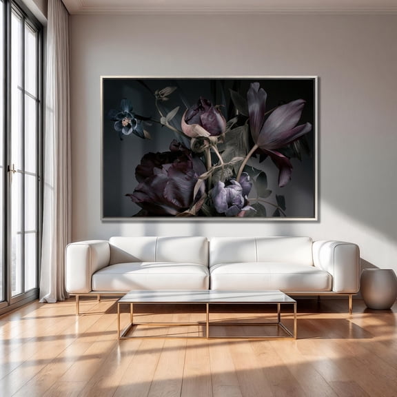 Purple Peonies Wall art Tulips Wall art Floral Vintage Art Floral wall art Dark Floral Wall Art Flowers Print Poster Decor, Unframed Poster Size 24x36