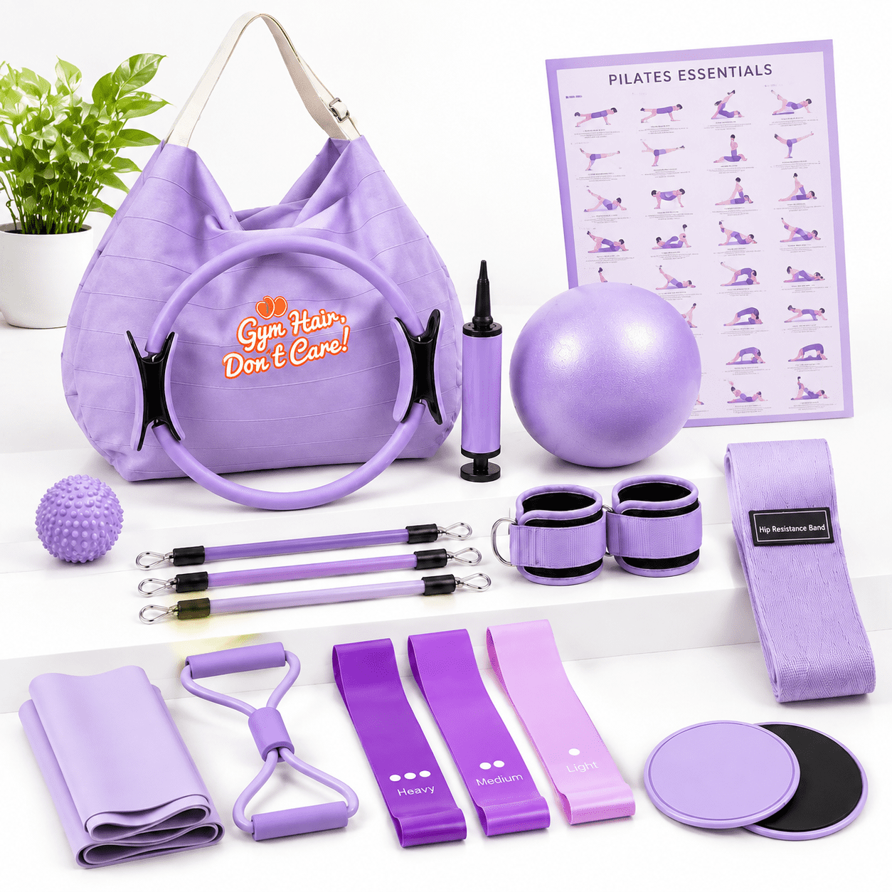 Pliates Kit Purple Pilates Kit for Home Workouts, Complete 2-Set Fitness ...