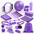 Pliates Kit Purple Pilates and Yoga Starter Kit with 24 Exercise Accessories for ...