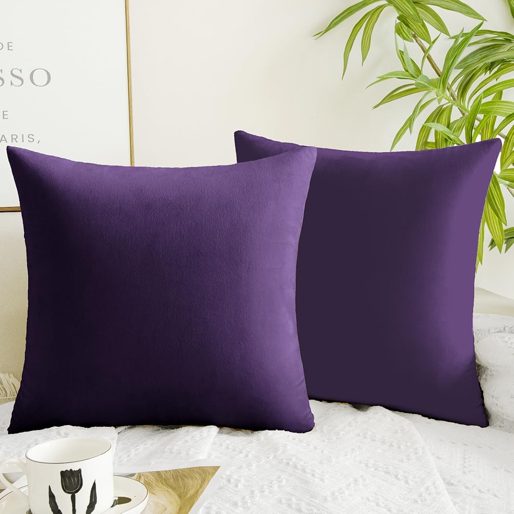 Purple Pillow Covers 16x16 Inch Pack of 2 Purple Throw Pillows for Couch Living Room Bed Bedroom Soft Velvet Square Throw Pillow Cover 16 x 16 Set of 2 Walmart