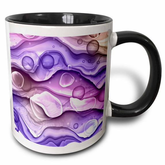3drose, Purple, Pink, and Beige Bubble Abstract, 11oz Two-tone Black Mug