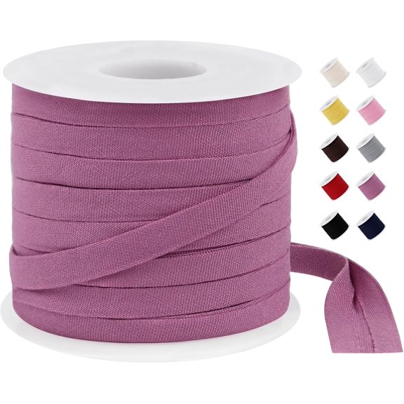 Purple Pink Bias Tape Double Fold 1/4 Inch x 18 Yards, Polyester Fabric Seam Binding for Sewing, Seaming, Hemming, Piping, Quilting, Upholstery Trim inch yards