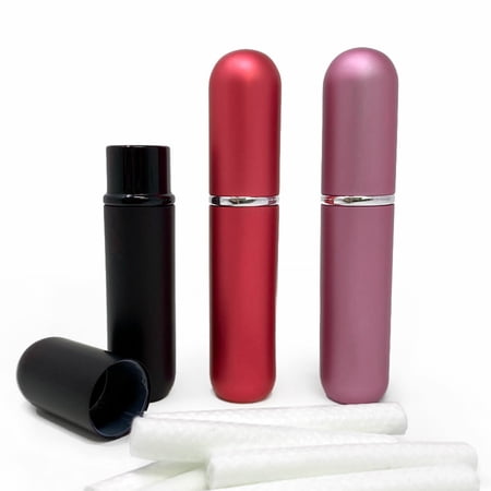 Purple, Pink & Black Set of 3 Aluminum & Glass Empty Refillable Essential Oil Personal Inhalers by Rivertree Life