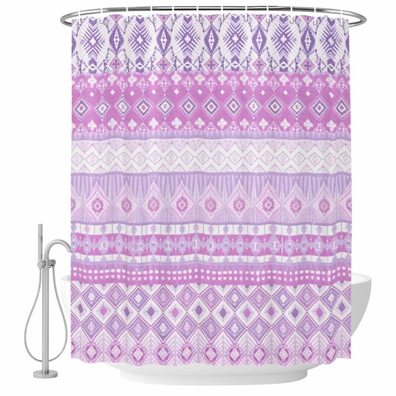 Purple Pink Boho Shower Curtain Set - Extra Long 72" x 96" Washable Bathtub Curtain with 12 Hooks, Vintage Ethnic Tribe Abstract Art Waterproof Fabric Stall Shower Curtains for Bathroom Décor