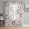 thumbnail image 1 of Purple Pink Botanical Sheer Curtains 96 Inch Length 2 Panels Set Window Treatments, Rustic Country Spring Floral Summer Leaf Rod Pocket Semi Curtains for Living Room/Bedroom/Kitchen, 104"W x 96"L, 1 of 7
