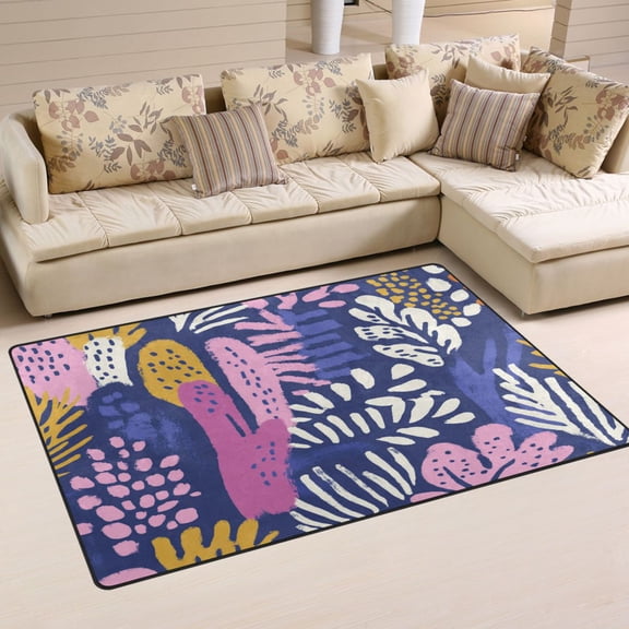 Purple Pink Cactus Design Soft Polyester Area Rug 60''x39'', Non Slip, Memory Foam, Water Absorbent