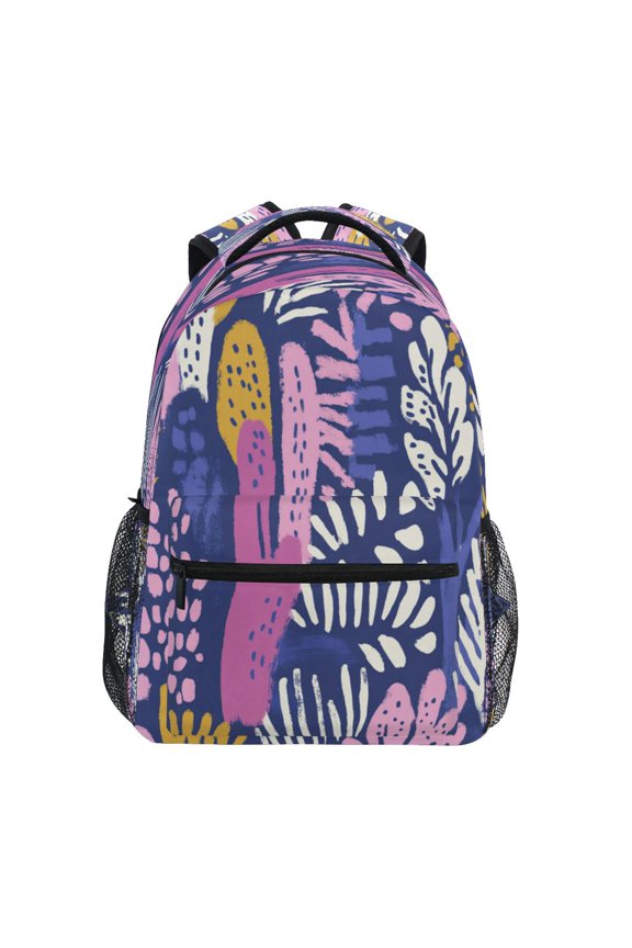 Purple Pink Cactus Design Stylish Large Backpack 15L Self-Standing Durable Twill for School, Office and Travel Use