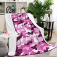 thumbnail image 1 of Purple Pink Camo Classic Shapes Pattern Blanket,Comfortable Soft Flannel Throw Blanket,All Season,Warm Lightweight Blankets for Sofa Bed Couch Living Room Chair,40"x50", 1 of 4