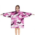 thumbnail image 1 of Purple Pink Camo Classic Shapes Pattern Blanket Hoodies for Kids 6-13YR Oversize Wearable Blanket Hoodies for Boys Girls Teens, 1 of 7