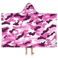 thumbnail image 1 of Purple Pink Camo Classic Shapes Pattern Hooded Bath Towel，50"x30" for Ages 3 To 12 Kids, Quick Dry Lightweight Soft Microfiber Hood Beach Towel Cover Up for Kids, 1 of 7
