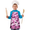 thumbnail image 1 of Purple Pink Camo Classic Shapes Pattern Kids Aprons for Girls and Boys,Adjustable Neck Strap Toddler Aprons for Kids Cooking Baking, 1 of 6