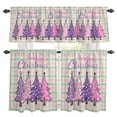 thumbnail image 1 of Purple Pink Christmas Tree Kitchen Curtains Sets for Windows 24 Inch Length, Xmas Snowflake Plaid Rustic Rod Pocket Window Treatments Tier Curtains and Valances Set for Bedroom/Bathroom, 1 of 8