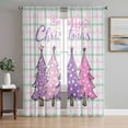 thumbnail image 1 of Purple Pink Christmas Tree Sheer Curtains 108 Inch Length 2 Panels Set, Xmas Snowflake Plaid Voile Window Treatment Semi Sheer Long Curtains Drapes for Bedroom/Living Room/Kitchen 52"x108"x2, 1 of 7
