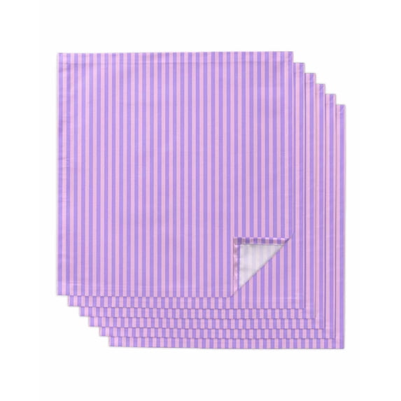Purple Pink Cloth Napkins Set of 6 Reusable Dinner Napkins, Geometric Vertical Striped Solid Rainbow Cocktail Napkin Washable Table Napkins for Wedding/Holiday Party/Baby Shower 20"x20"