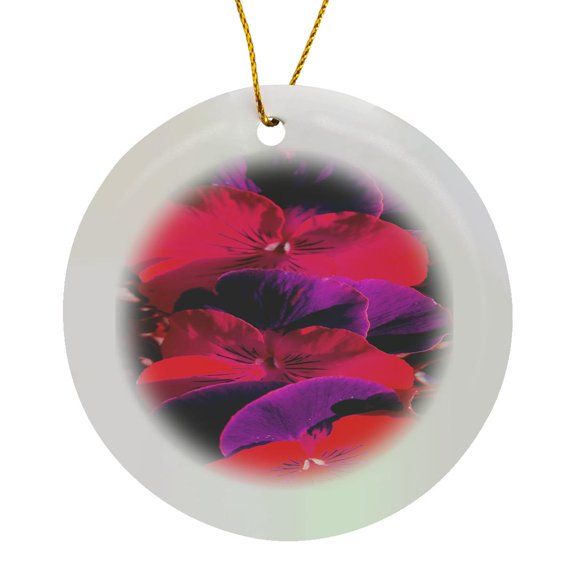 3drose, Purple Pink Fleury Floral, Circle Porcelain Ornament