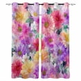 thumbnail image 1 of Purple Pink Floral Blackout Curtains for Bedroom/Living Room, Spring Pastoral Daisy Thermal Insulated Kitchen Drapes with Grommets, Light Blocking Window Treatment, 2 Panels 52" x 84", 1 of 7
