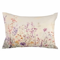 Purple Pink Floral Throw Pillow Cover 12 x 20 Inch Decorative Pillow Cover Spring Flowers Farmhouse Lumbar Pillowcase Seasonal Rectangle Cushion Case for Couch Sofa Bed Living Room