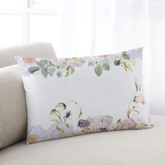 Purple Pink Floral Throw Pillow Cover,Spring Butterfly Summer Wildflower Rectangle Decorative Pillow Case Protector Soft Cushion Cover Lumbar Pillowcase for Couch Sofa Bedroom Car Decor 24x36 Inch
