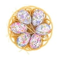 thumbnail image 1 of Purple Pink Flower Printing Easter Hanging Eggs, 6Pack+1Basket Classics Easter Tree Hanging & Basket Ornaments for Party Spring Home Garden Decoration(2.4"x1.6"), 1 of 6