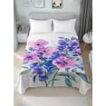 thumbnail image 1 of Purple Pink Flowers Queen Size Flat Sheet, Wrinkleproof & Fadeproof Cooling Flat Bed Sheet Only, Farmhouse Watercolor Floral Breathable Soft Bedding Top Sheets 90 x 102 Inches, 1 of 8