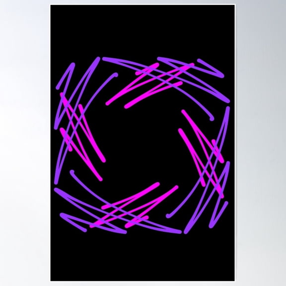 Purple Pink Hand Drawn Zig Zag Square Abstract Poster Wall Art, Modern Wall Decor For Living Room Bedroom, 12x18 UNFRAMED