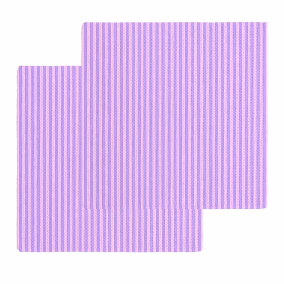 Purple Pink Kitchen Dish Towels for Drying Dishes Set of 2, Geometric Vertical Striped Solid Rainbow Waffle Weave Microfiber Hand Tea Bathroom Towels Quick Dry & Absorbent Towel 12x12