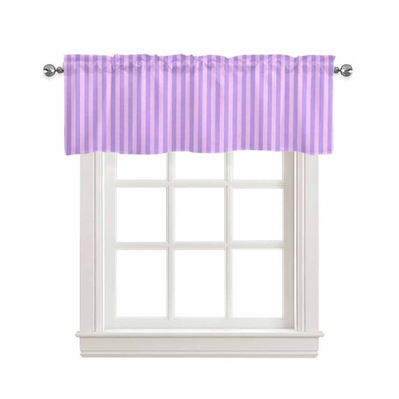 Purple Pink Kitchen Valances for Windows Farmhouse Linen Window Valance Curtain for Living Room Window Treatment Geometric Vertical Striped Solid Rainbow Valance Rod Pocket Topper Drape, 42 x 12 Inch