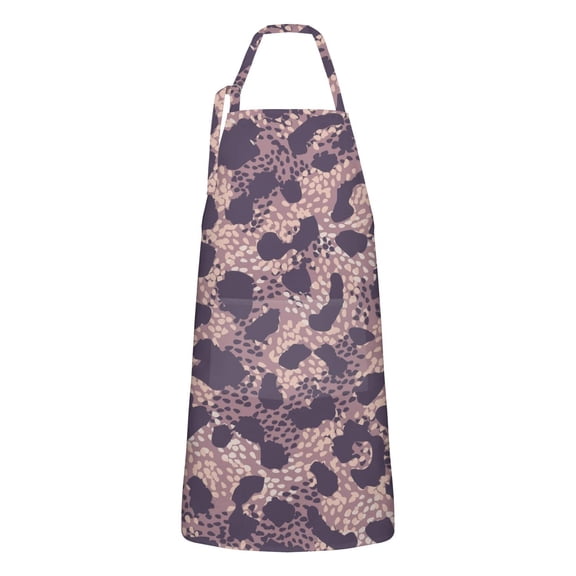 Purple and Pink Leopard Pattern Apron-Garden Aprons for Women with Pockets-Cotton Linen Waterproof Kitchen Cooking Gardening Aprons Adjustable for Kitchen,Cooking,BBQ and Salon 33x27 Inch