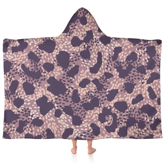 Purple and Pink Leopard Pattern Hooded Bath Towel,60"x35" for Ages 3 To 12 Kids, Quick Dry Lightweight Soft Microfiber Hood Beach Towel Cover Up for Kids