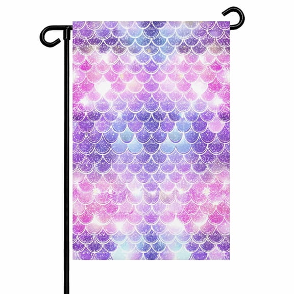 Purple Pink Mermaid Scales Garden Flags for Outside Gradual Fish Scale Pattern Double Sided Yard Flags Outdoor House Decoration, Small 12X18 Inch,