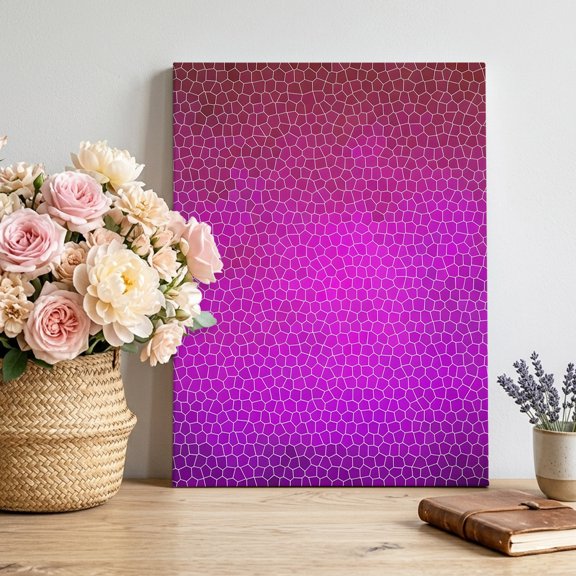 Purple Pink Mosaic Canvas Wall Art for Living Room, Minimalist Abstract Hexagonal Grid Gradient Poster Print Painting for Bedroom Office Home Decoration Wall Pictures Prepare To Hang 24"x36"