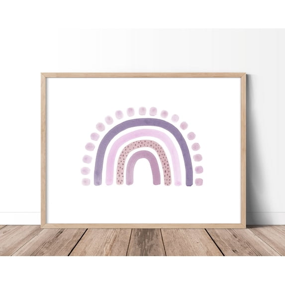 Purple And Pink Rainbow Wall Art For Baby Girl Nursery Decor, Baby Animal Print, Rainbow Baby Gift, Pink And Purple Rainbow Art Home Decor #51, Unframed Poster Size 16x24