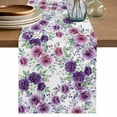 thumbnail image 1 of Purple Pink Roses Cotton Linen Table Runner for Dining Kitchen, Spring Floral Elegant Pastoral Botanical Wedding Outdoor Party Tablerunners, Dresser Scarf Coffee Tablecloth Runners 13x70 Inches, 1 of 9