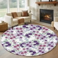 thumbnail image 1 of Purple Pink Roses Round Area Rug 7Ft Washable Circle Rugs for Dorm Laundry Room, Spring Floral Elegant Pastoral Botanical Non-Slip Carpet Floor Mats Indoor Outdoor Carpet Runner Aesthetic Home Decor, 1 of 8