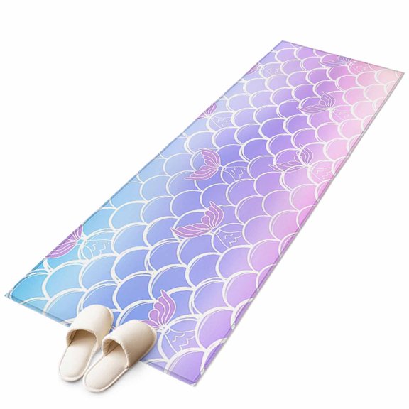Purple Pink Scale Runner Rug 2x6 FT, Non Slip Hallway Carpet, Gradient Overlay Geometric Washable Soft Floor Carpet Throw Runner Carpet Long Rug for Entryway Kitchen Bedside Sliding Door