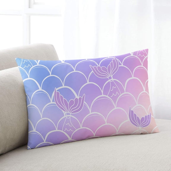 Purple Pink Scale Throw Pillow Cover, Gradient Overlay Geometric Rectangle Decorative Pillow Case Protector Soft Cushion Cover Lumbar Pillowcase for Couch Sofa Bedroom Car Chair Decor 12x20 Inch