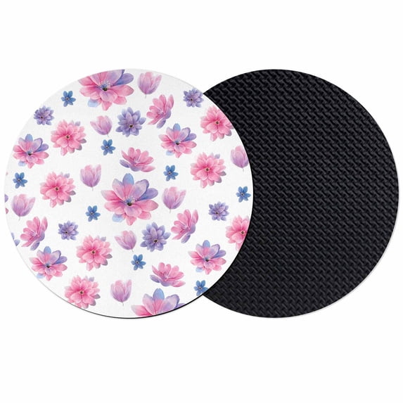 Purple Pink Spring Floral Coasters Set of 2, Absorbent Coasters for Drinks, Summer Botanical Flower Coaster for Desk Coffee Table Protection, Home Decor House Warming Gifts 4"