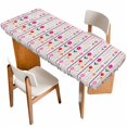 thumbnail image 1 of Purple Pink Spring Floral Table Cloths for 8 Foot Rectangle Tables, Colorful Summer Flowers Botanical Patio Waterproof Elastic Fitted Tablecloths, Washable Rectangular Table Cover for Camping, 1 of 8