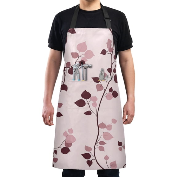 Purple Pink Vines Chef Kitchen Apron with Pockets for Women Waterproof Aprons for Cooking Baking