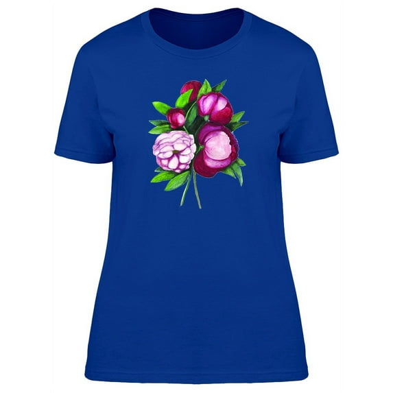 Purple Pink Watercolor Peonies T-Shirt Women -Image by Shutterstock, Female Large