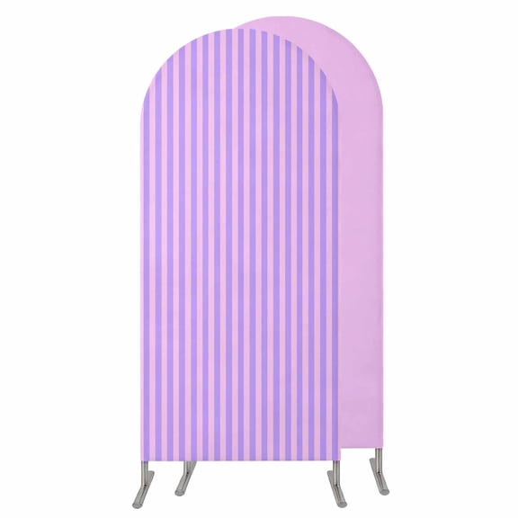 Purple Pink Wedding Arch Cover,Stretchy Spandex Arch Backdrop Stand Covers 4 FT,Geometric Vertical Striped Solid Rainbow Round Top Arched Backdrop Cover for Birthday Party Ceremony Baby Shower Event