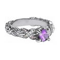 thumbnail image 1 of AFFY Purple,Pink and White Cubic Zirconia Disney Rapunzel Princess Ring In 14k White Gold Over Sterling Silver, 1 of 1