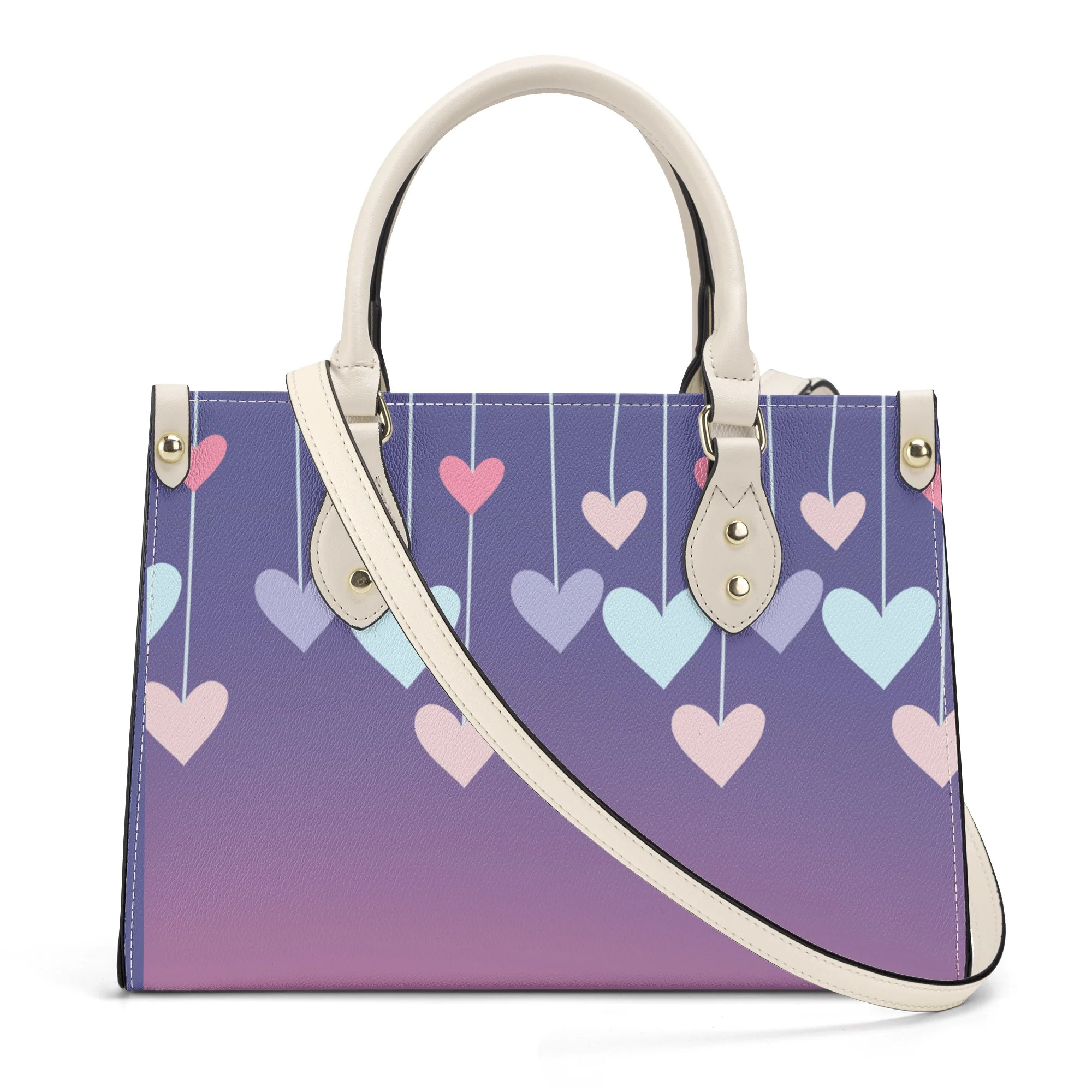 Purple Pinky Heart Luxury Women PU Handbag - Walmart.com