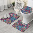 thumbnail image 1 of Purple Pioneer Flower and Paisley Pattern Bathroom Rugs Sets 3 Piece,Toilet Cover Set,Absorbent Non Slip Bathroom Mats Sets with U-Shaped Contour Rug Toilet Rug Set, 1 of 5