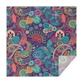thumbnail image 1 of Purple Pioneer Flower and Paisley Pattern Square Tablecloth,Waterproof Square Table Cover,Wipeable Spillproof Washable Table Cover for Home Kitchen Party Decor 42"X42"(107x107cm), 1 of 6