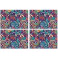 thumbnail image 1 of Purple Pioneer Flower and Paisley Pattern Summer Placemats Table Placemats Set Of 4-Linen Kitchen Washable Placemats Table Mats 11.8"x17.7" Non-Slip Heat Resistant, 1 of 6