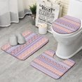 thumbnail image 1 of Purple Pioneer Flower Striped Pattern Bathroom Rugs Sets 3 Piece,Toilet Cover Set,Absorbent Non Slip Bathroom Mats Sets with U-Shaped Contour Rug Toilet Rug Set, 1 of 5