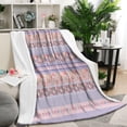 thumbnail image 1 of Purple Pioneer Flower Striped Pattern Blanket,Comfortable Soft Lamb Wool Throw Blanket,All Season,Warm Lightweight Blankets for Sofa Bed Couch Living Room Chair,50"x60", 1 of 4