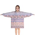 thumbnail image 1 of Purple Pioneer Flower Striped Pattern Blanket Hoodies for Kids 6-13YR Oversize Wearable Blanket Hoodies for Boys Girls Teens, 1 of 7