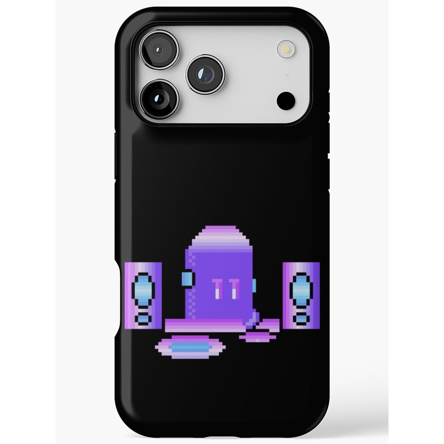 Purple Pixel Art Computer and Speakers Tough Phone Case for Apple ...